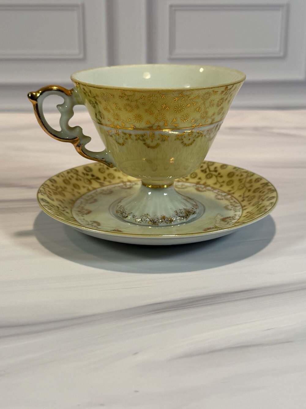 Vintage Shafford Japan Lusterware Teacup & Saucer – Hand Decorated Roses, Gold T